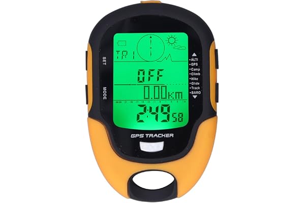 Baromètre GPS, altimètre Boussole Multifonctionnel étanche IPX4, thermomètre météo, testeur de Pression barométrique avec Lampe de Poche LED, Enregistrement