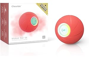 Cheerble [Version Caoutchouc Amélioré Balle Interactive pour Chien, Jouet Interactif Chien, Balle Roulante Active, Wicked Balle Intelligente pour Chiens Petites avec 3 Modes Interactifs, Rouge