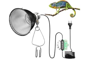 AXVRAV Reptilien Wärmelampe Terrarium Lampenfassung E27 mit Timer, 200W Fassung für UVA/UVB/Infrarot Lampen, Wärmelampe für Schildkröten Echsen Schlangen Frösche Terrarien Aquarien(Keine Glühbirne)