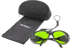 MCWlaser Occhiali di Protezione Sicurezza Laser 190-470nm & 800-1700nm OD5+ per ND:Yag, Diodo, fibra, Blue, Green Laser 355nm 405nm 445nm 450nm 455nm 808nm 980nm 1064nm Tipo assorbimento EP-8