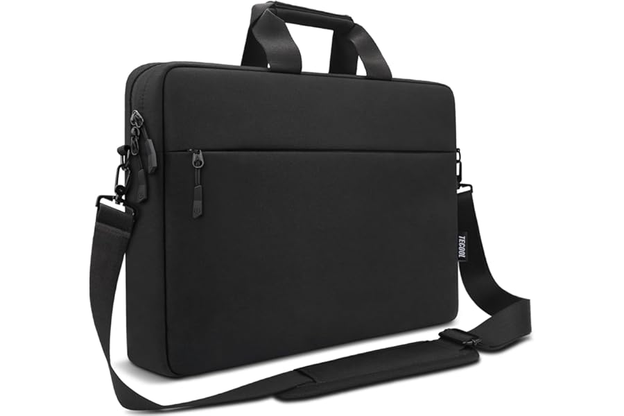 TECOOL Laptop Bag 15 15.6 16 Inch, Waterproof Messenger Bag Computer Case Sleeve Briefcase with Shoulder Strap for 15.6 16 Inch Acer ASUS Lenovo HP Dell Laptop, MacBook Pro 16 M5 M4 M3 M2, Black