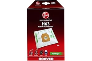 HOOVER H63 Sacs pour Aspirateurs Hoover Compatibles avec les Aspirateurs HE1, Brave, Capture, Flash, Freespace, Sprint, sacs d'origine en microfibre pure EPA, paquet de 4 sacs