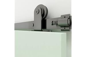 TSMST 200CM/6.6FT Sliding Barn Door Hardware Kit Alloy Track Carbon Steel Roller Closet Accessory for Single Door T Shape