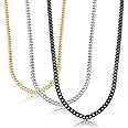 Jstyle 3.5mm Cuban Link Chain Necklace for Mens Women Black Silver Gold Tone Chains for Men Available in 16/18/20/22/24/30 inch Chain
