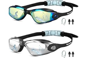 Moseem Swimming Goggles, Swim Goggles for Adult Men Women & 6+ Age Kids Anti Fog Swimming Goggles with UV Protection, Clear Vision, No Leaking & Adjustable Silicone Strap