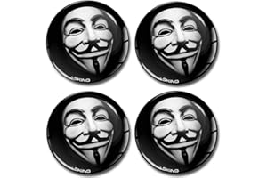 SkinoEu® 4 x 55mm 3D Silicona Adhesivo Pegatinas Stickers Universal Tapas de Rueda de Centro Tapacubos para Coche Auto Tuning Máscara Anónima Anonymous Mask A 655 Z*