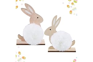 FainFun Pasqua Decorazioni Legno, 2-Pack Coniglio Pasquale, Decorazione Primaverile per Esterni, Camera da Letto, Soggiorno, Decorazione Pasquale, Addobbi Pasquali per Casa (Bianco)