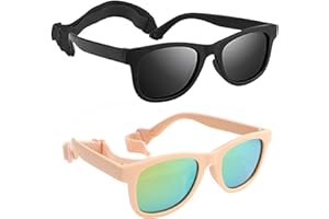 Dreaku Baby Sunglasses, Flexible Polarized Kids Sunglasses with Strap, Soft Silicone Frame Toddler Sunglasses for 0-24 Months, Pink Sunglasses, Girls Boys Sunglasses Outdoor UV Protection