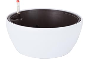 Vencer 11 Inch Round Self Watering Planter +Water Indicator+Ceramsite+Fertilizer,Modern Decorative Planter Pot for All House Plants Flowers, Herbs, Vegetables, Tropical ,White,VF-048