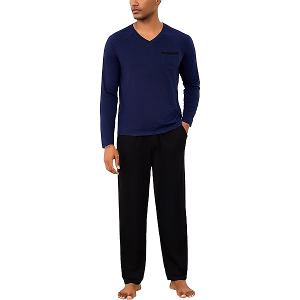 Bresdk Pyjama Homme en Coton Ensemble de Pyjamas Hiver pour