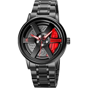 SKMEI Men\'s Spinning Car Wheels Rolling Creative Fashion Watches for Men, Analog Watch Black Dial Zink Alloy Case Men\'s Watch