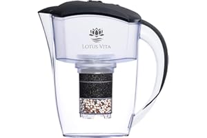 Lotus Vita ESPRIT div. Farben - Wasser Filterkanne mit Kartusche, Reduziert Kalk Chlor Blei aus Leitungswasser durch Aktivkohle Ionentauscher, BPA-frei (anthrazit)