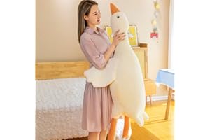 Tiowo Giant White Goose Stuffed Animal Huge Duck Soft Toys Cuddly Plush Toys Big Long Swan Doll Kids Plush Pillow Sleeping Hugging Bolster Pillow Cushion for Bed Sofa Floor (White,130cm/51inch)