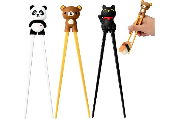 3 par ätpinnar Hjälpstänger för att äta Avtagbara övningsstänger | Ätpinnar för nybörjare med Cat Paw Panda Design Chopsticks personliga inlärningspinnar pinnar hjälpmedel för ramen sushi