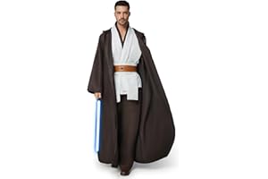 IEEILULU Costume Jedi à Capuche Homme, Robe Jedi Médiévale Homme Déguisement Jedi à Capuche Homme avec Lightsaber Bleu, Cape à Capuche et Tunique Médiévale pour Halloween, Carnaval