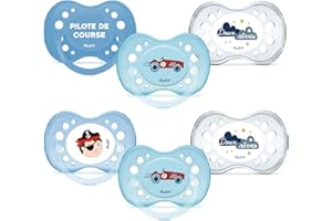 DODIE Lot de 6 Sucettes Anatomiques ESSENTIEL JOUR/NUIT +6 mois BLEU