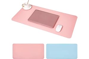 LAUREL & MASON Desk Mat Large 31.5" X 15.7", XL Dual Sided Office Desk Pad Mouse Mat for Laptop/Home/Office, PU Leather Desk Protector (Baby Pink/Baby Blue)