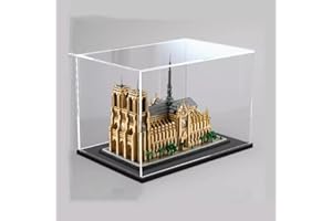 JIULIN Vitrine en acrylique compatible avec Lego 21061 Cathédrale Notre-Dame de Paris - Anti-poussière - Transparente - Base noire
