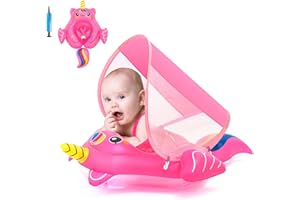YAAVAAW Galleggiante gonfiabile con baldacchino con unicorno, 3-6-12 mesi, per bambine e neonati, per bambini da 6 a 12 - 18 - 36 mesi, colore: rosa