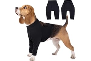 Kuoser Traje de Recuperación de Cirugía para Perros, Traje de Recuperación de Patas Frontales de Perro, Soporte de Pierna de Perro, Protector de Heridas, Negro, Talla S