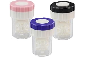 DNDGDLUA Juego de 3 fundas para lentes de contacto, estuche de limpieza para lentes de contacto, rotación manual, para uso diario (3 colores), color azul