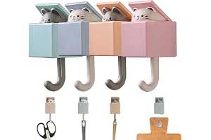 Självhäftande Väggkrokar 4-pack Söta Roliga Katt Dekorhållare | Väggdekor med djurmotiv, självhäftande för badrum sovrum vard