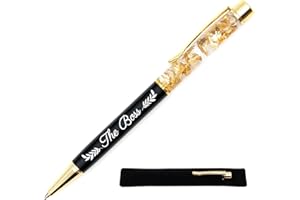STARMAKER Penna personalizzata "The Boss", nera - Penna a foglia d'oro con incisione laser, regalo personalizzato originale e chic da regalare con custodia per collega, capo, amico
