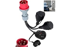 ZHEHNSA CEE Adapter Starkstrom Verteiler 16A 400V auf 230VX3 Starkstrom Verlängerungskabel Stecker,Camping CEE-Adapterleitung mit Klappdeckel & Schutzkontaktsteck, für Industrie Caravan Außenber