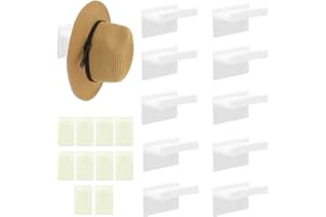 YUE QIN 12 Stück Selbstklebende Hut-Haken Ohne Bohren Hutablage Selbstklebende Hut-Organizer Wandmontage Huthalter Huthaken für die Wand für Kleiderhaken Fenster Glas Bad Küche (Weiß)