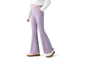 Baogaier Sportleggings för flickor med 2 fickor, stretch ventilerande utsvängda byxor, flickor bekväma bootcut leggings hög midja yoga dans sport kläder för 7–15 år