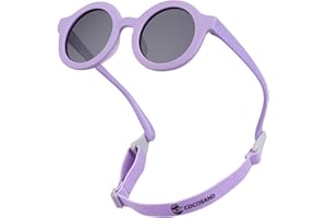 COCOSAND Polarized Baby Sunglasses with Strap Soft Silicone Nose Pads Flexible for 0-24 Months Infant Toddler Girl Boy