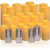 LIVEN Set of 24 Waterproof Outdoor Flameless Candles, LED Candles with 4 Remote and Timer,(D2.2 X H4 ”5” 6” inch),for Christm