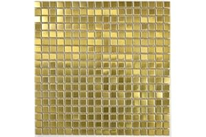 MOSAIK-NETZWERK Mosaik Fliese Edelstahl gold Gold Stahl gebürstet für WAND BAD DUSCHE KÜCHE FLIESENSPIEGEL THEKENVERKLEIDUNG BADEWANNENVERKLEIDUNG Mosaikmatte Mosaikplatte | 10 Mosaikmatten