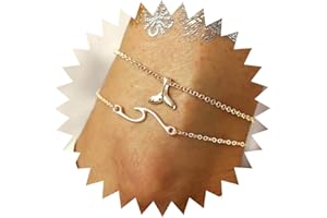 TseenYi Chaîne de cheville multicouche avec pendentif en forme de queue de baleine - Pour femme et fille