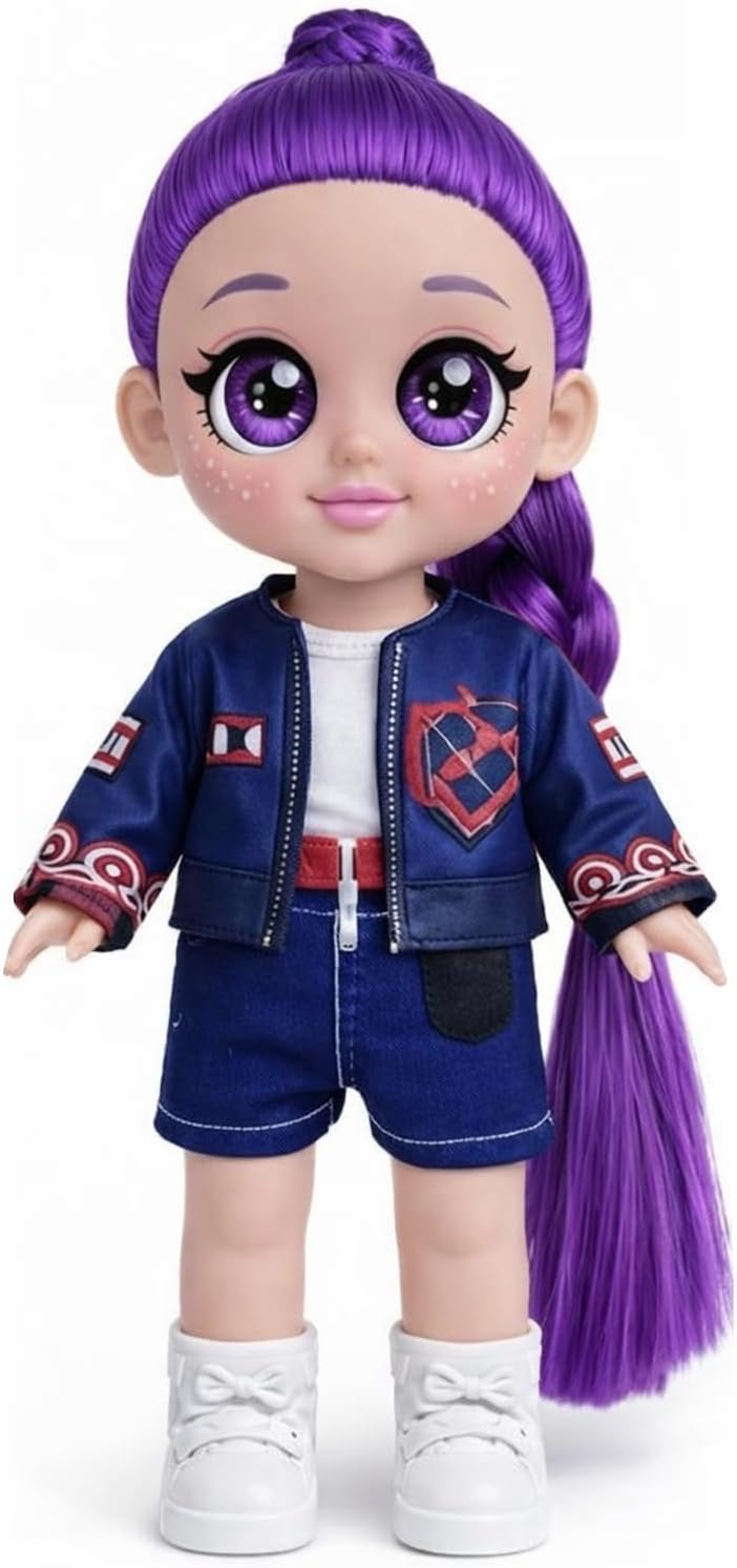 FUFUFA Muñeca de dibujos animados cantando de 26 cm con ojos 5D, muñeca de personaje de moda con compañero tigre azul, para fans de muñecas, regalos de cumpleaños