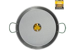 COMBOI - 46 cm Poêle à paella, Plat à Paëlla en acier poli, avec recettes et instructions de conservation, fabriquée en Espagne. (46 cm)