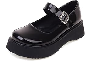 Lroey Reoly Zapatos Merceditas con Tacón de Cuña para Mujer, Bombas de Tacón Medio Punta Rojoonda Hebilla Zapatos de Fiesta con Plataforma Moda, Talla 34-45