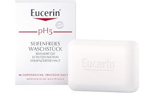 Eucerin PH5 Chleb dermatologiczny 100 g, solidna kąpiel pod prysznic z dekspantenolem i bez mydła alkalicznego, mydło do rąk, twarzy i ciała do codziennego oczyszczania wrażliwej i suchej skóry