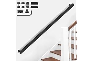 OVLRIJP Main Courante pour escalier, Rampe d'escalier intérieur, Garde-Corps en métal Noir, Main Courante d'escalier intérieur, Main Courante pour escaliers, Villas, Appartements, greniers, couloirs