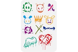 ‎FINGERINSPIRE FINGERINSPIRE Malschablone Mit Graffiti Mustern 21x29.7cm Graffiti Schablone Mit Totenköpfen Kronen Herzen Pfeilen Flügeln Muster Graffiti Thema Bastelschablone Zum Malen Auf Wänden Holzmöbeln