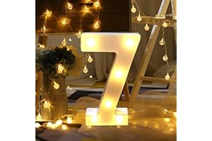 Guijiyi Lights Décoration LED Chiffres,Numéros Illuminés par LED,Marquee Light Sign Opérateur à Piles pour Réceptions de Mariage de Partie Maison de Vacances et Salle de Bain Bar la Mariée Décor(7)