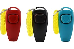 RANYAKE 3Piezas Clicker Perro Adiestramiento,Clicker Perros,Training Clickers con Correa de Muñeca,Silbato de Alta Frecuencia para Mascotas,para Gatos,Perros,Ovejas,Caballos