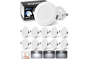 Eande Spot LED Encastrable Dimmable, 6500K Blanc Froid 220V Plafonnier Encastré, 5W 500LM équivaut à 50W, IP44 25mm Spot Encastré Extra Plat Pour Salle de Bain Salon Chambre, lot de 10