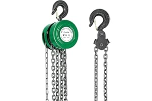 Stanew Kettenzug mit Robustem Haken, Handseilwinde 3,0 m Kette & 2000Kg Tragkraft, Doppelte Ladekette, Kette G80, Hebehaken mit Sicherheitm, Grün (2 Tonne 3,0 m)