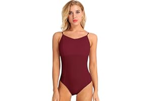 TiaoBug Femme Justaucorps Gymnastique Danse Ballet Léotard Body Sport Yoga Combinaison sans Manche Jumpsuit Collant Bodysuit XS-XL