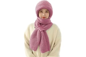 Baketron Bonnet Coupe-Vent avec Protection auditive intégrée,Bonnet tricoté avec Cache-Cou,écharpe à Capuche d'hiver 2 en 1,Accessoires d'hiver pour Femmes