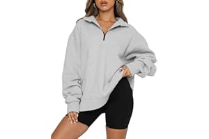 CHICZONE Womens Sweatshirt Oversized Pullover Trendy Fall Fashion Quarter Zip Up Tops with Pocket