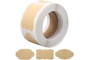 RuiChy 300 Gift Tag Labels - 1.2" x 2" Self-Adhesive Stickers, Kraft, Removable Food Labels for Gifts, Bottles, Glass, Container