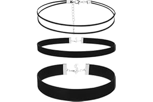 Telooco choker naszyjnik dla kobiet, czarny aksamitny, regulowany, gotycki, klasyczny, kołnierz warstwowy, biżuteria, jedna wielkość