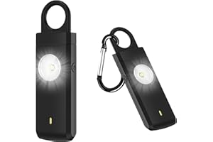 RAITWAHL Alarme Personnelle Anti-Agression 135dB pour Femme,Sifflet de Défense Électronique avec Lampe et Détecteur de Mouvement,Flash LED Puissant et Indicateur de Batterie Faible,Black